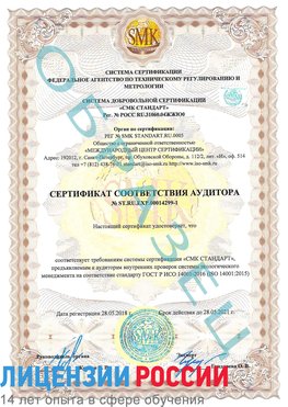 Образец сертификата соответствия аудитора №ST.RU.EXP.00014299-1 Владимир Сертификат ISO 14001
